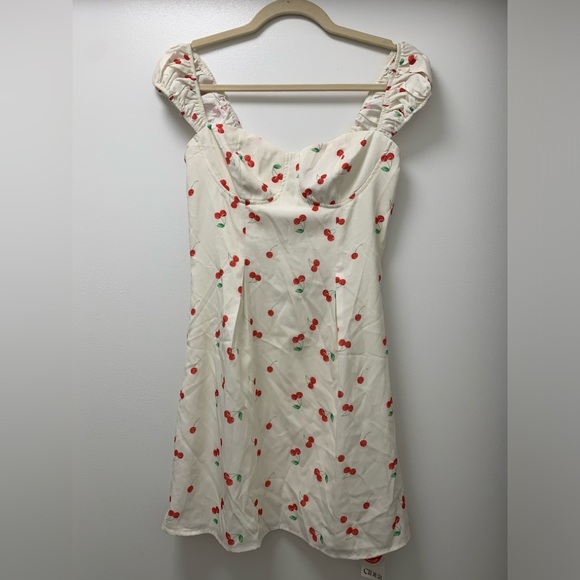 NWT Cider Square Neck Cherry Print Mini Dress XXS - Picture 2 of 4